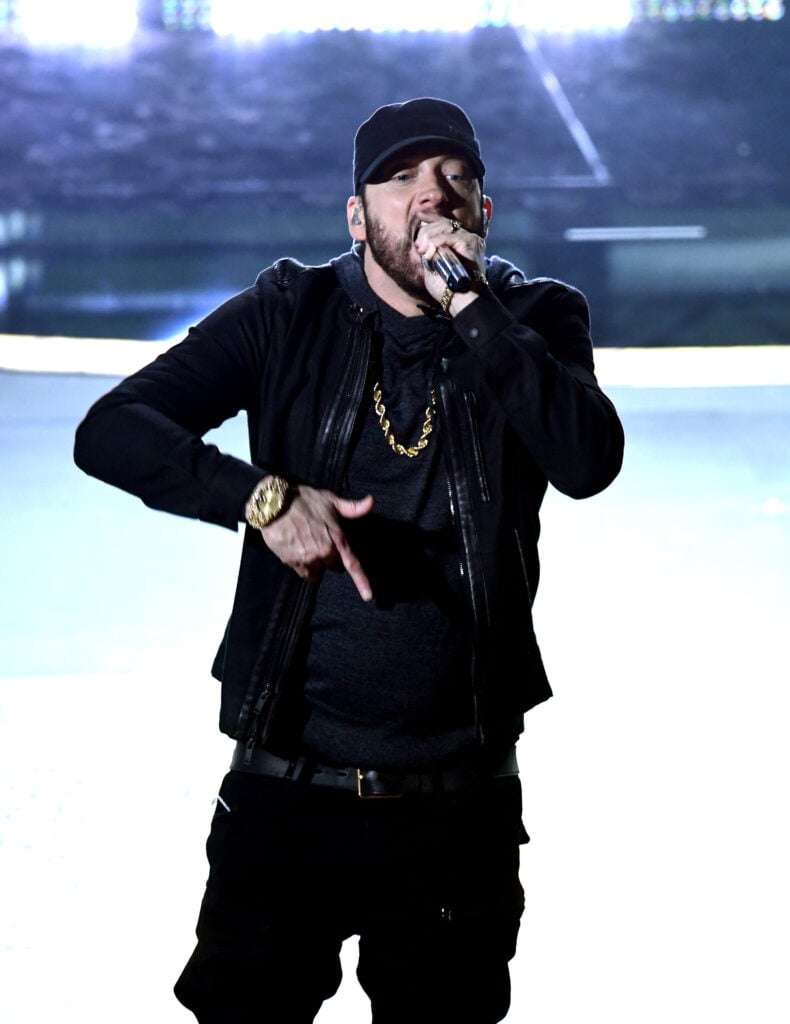 Eminem performs onstage during the 92nd Annual Academy Awards at Dolby Theatre on February 09, 2020 in Hollywood, California. 