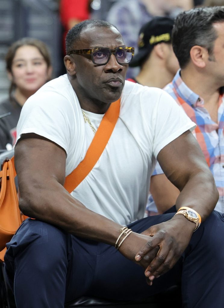 Shannon Sharpe attend a game between the Indiana Fever and the Las Vegas Aces game at T-Mobile Arena on July 02, 2024 in Las Vegas, Nevada.