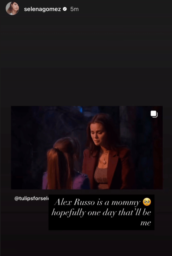 A Selena Gomez Instagram Story screenshot featuring a snap of Wizards Beyond Waverly Place.