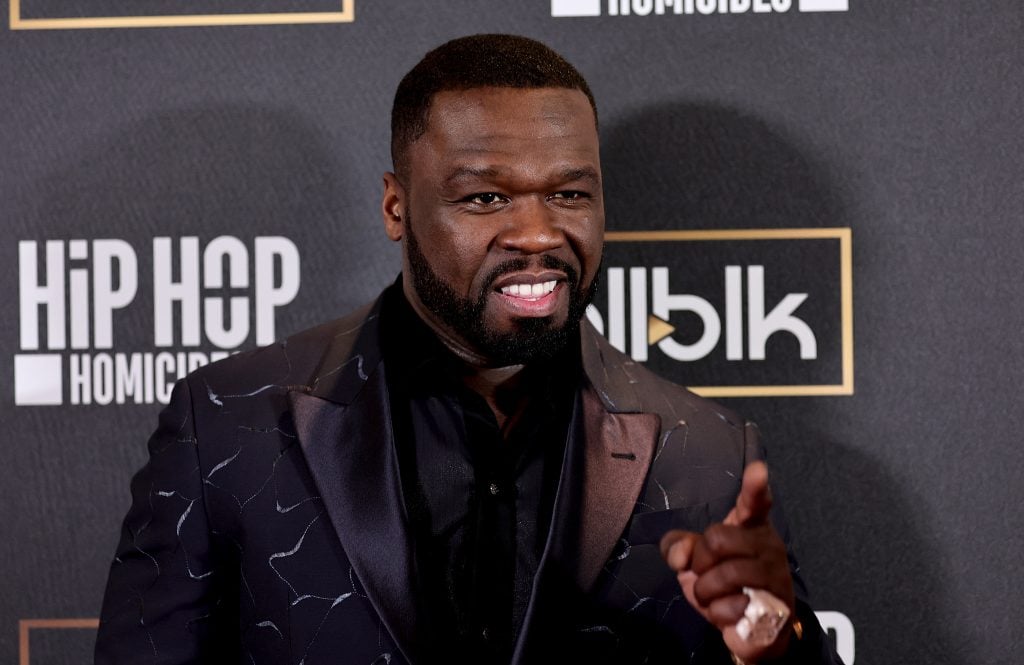 Curtis 50 Cent Jackson attends WE TV's Hip Hop Homicides New York Premiere at Crosby Street Hotel on November 10, 2022 in New York City.