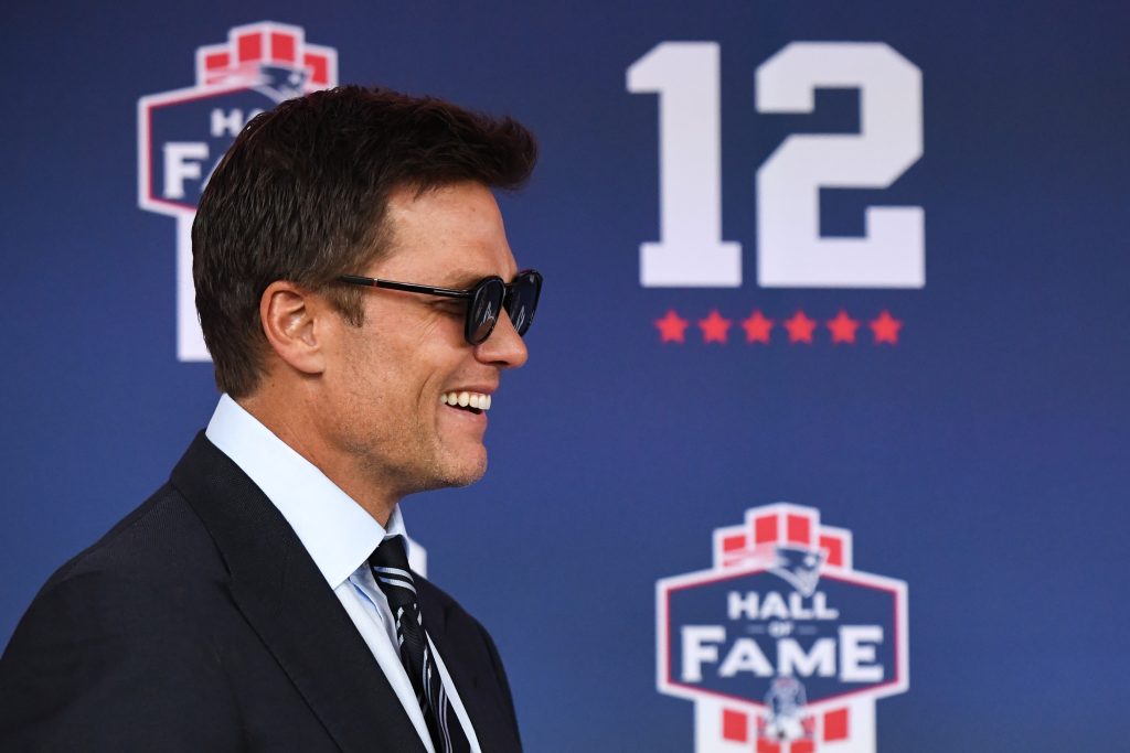 Tom Brady arrives prior to his 2024 Hall of Fame Induction Ceremony at Gillette Stadium on June 12, 2024 in Foxborough, Massachusetts.