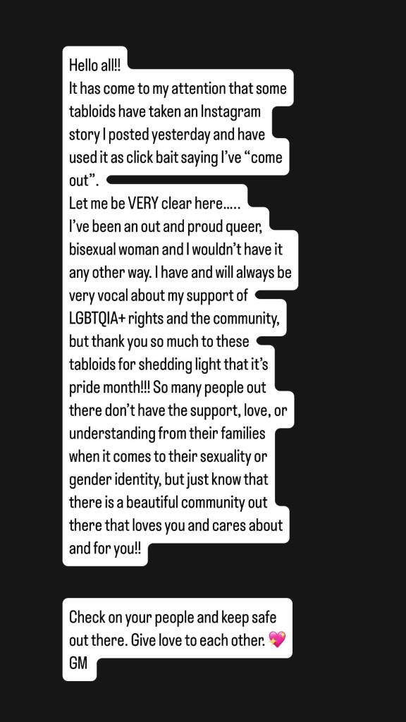 A screenshot of Gracie McGraw's Instagram Story.