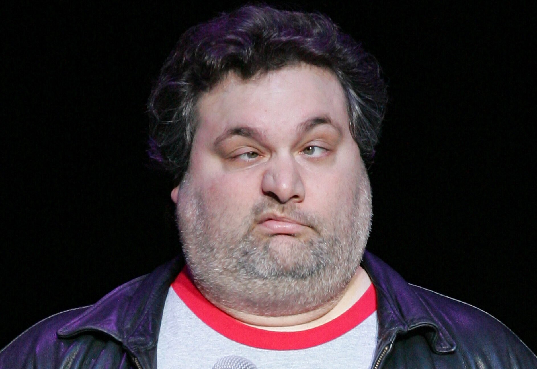 Comedian, actor and radio personality Artie Lange makes a face as he performs his stand-up comedy routine at the Mandalay Bay Theatre February 1, 2008 in Las Vegas, Nevada.  