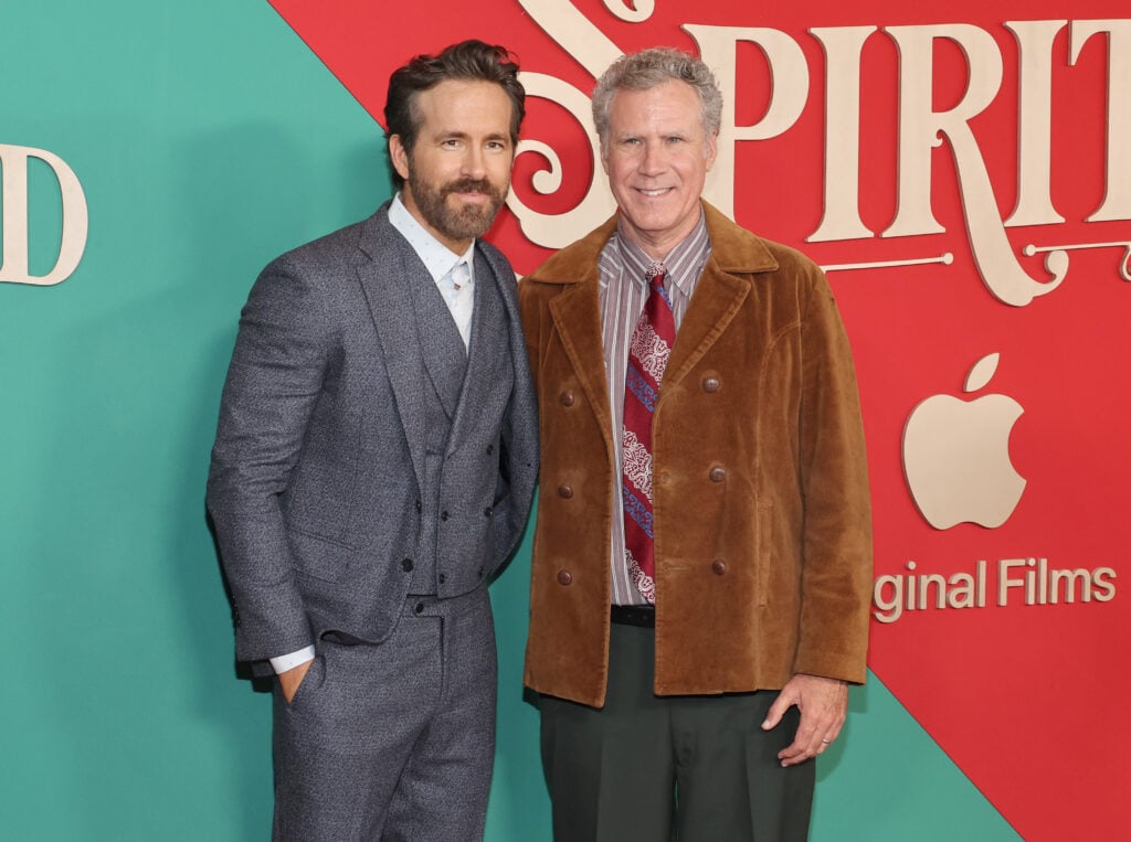 Ryan Reynolds and Will Ferrell attend Apple Original Film's Spirited New York Premiere at Alice Tully Hall, Lincoln Center on November 07, 2022 in New York City. 