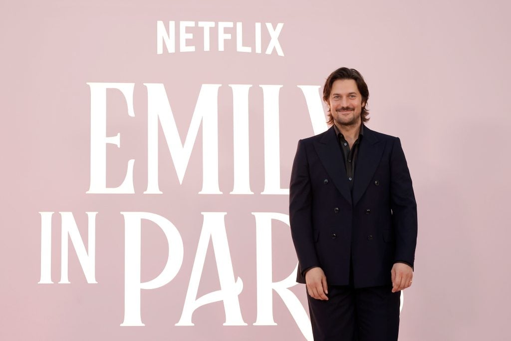 Lucas Bravo for Emily In Paris on August 14, 2024.