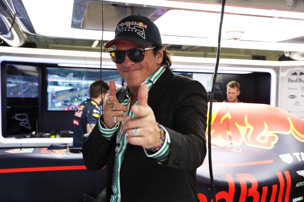 Actor Michael Madsen in the Red Bull Racing garage during qualifying for the Formula One Grand Prix of Austria at Red Bull Ring on July 2, 2016 in Spielberg, Austria.  