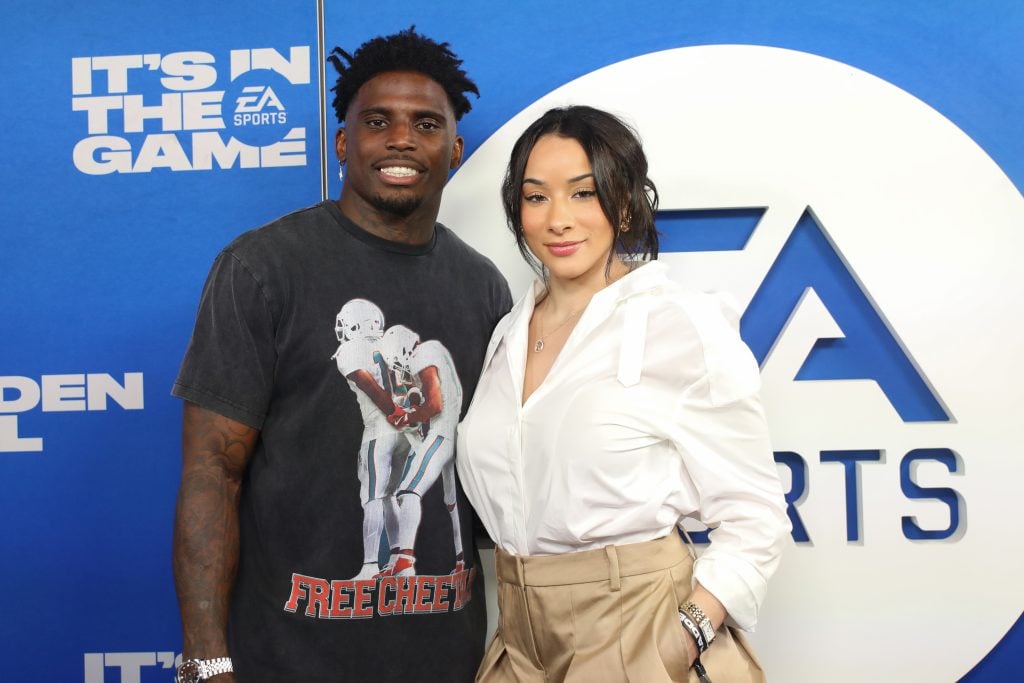 Tyreek Hill and guest arrives at EA Sports presents The Madden Bowl at Orpheum Theater on February 07, 2025 in New Orleans, Louisiana. 
