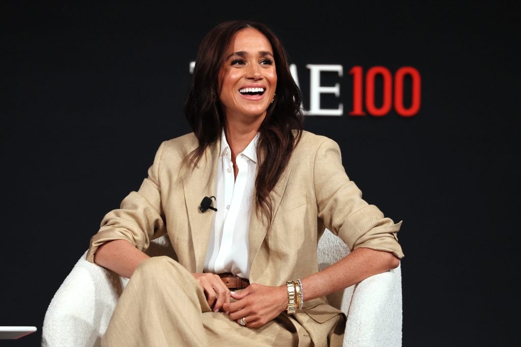 Meghan, Duchess of Sussex, speaks onstage during the 2025 TIME100 Summit at Jazz at Lincoln Center on April 23, 2025 in New York City.  
