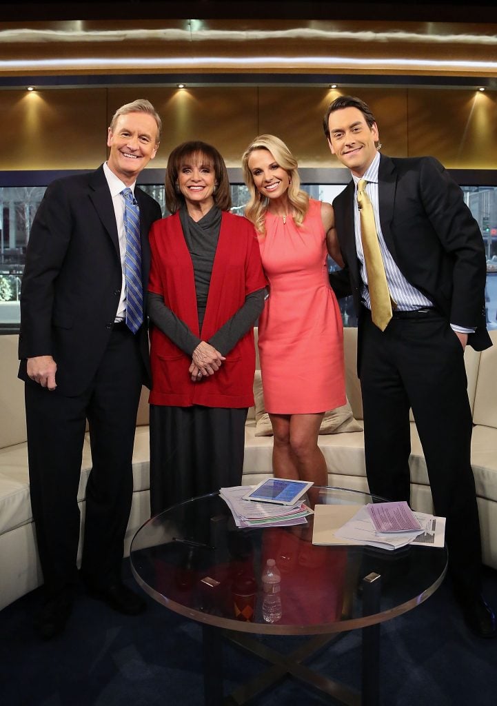 Steve Doocy, Valerie Harper, Elisabeth Hasselbeck and Clayton Morris attend Valerie Harper Visits FOX & Friends at FOX Studios on April 17, 2014 in New York City.  