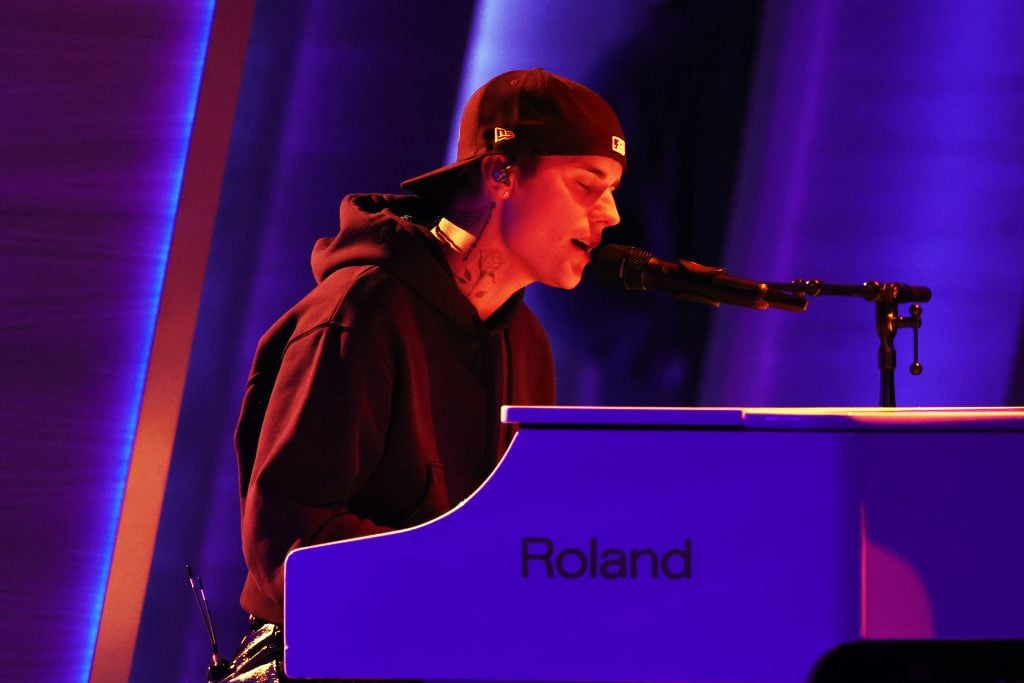 Justin Bieber plays on April 3, 2022.