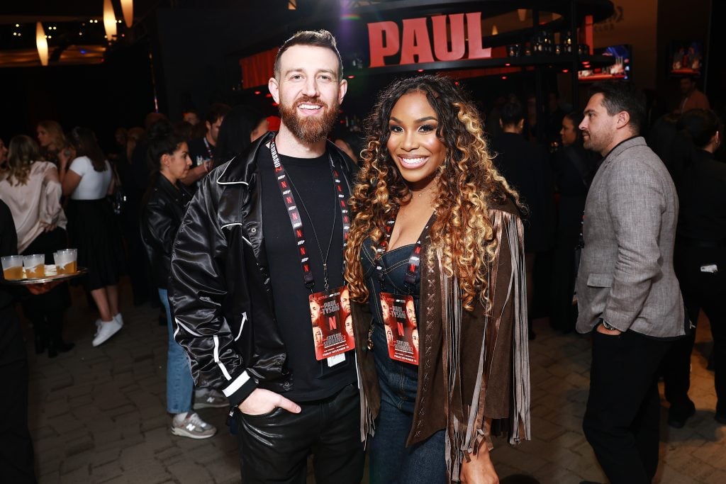 Cameron Hamilton and Lauren Speed-Hamilton attend Netflix: Jake Paul vs. Mike Tyson at AT&T Stadium on November 15, 2024 in Arlington, Texas.