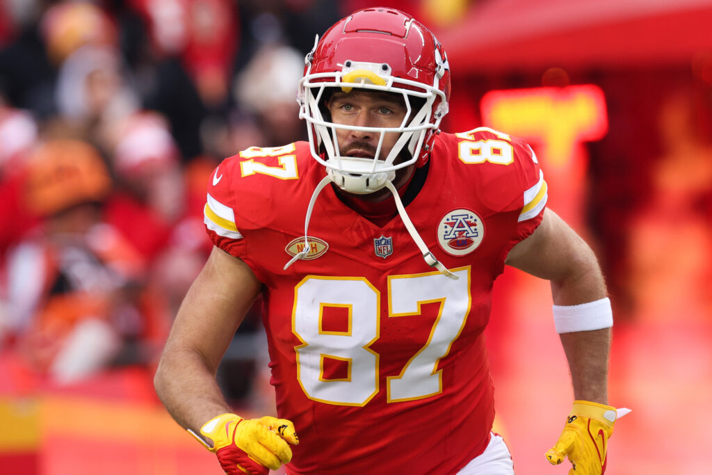 Travis Kelce takes the field for the Kansas City Chiefs.