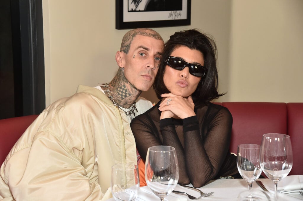 Travis Barker and Kourtney Kardashian Attend the Ribbon Cutting Ceremony at the Newly Opened Crossroads Kitchen at The Commons at Calabasas on October 13, 2022 in Calabasas, California.