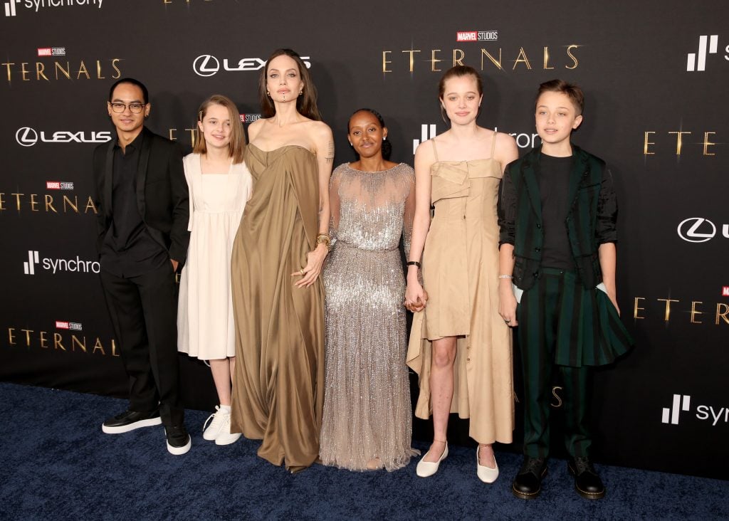 Angelina Jolie and kids on October 18, 2021.