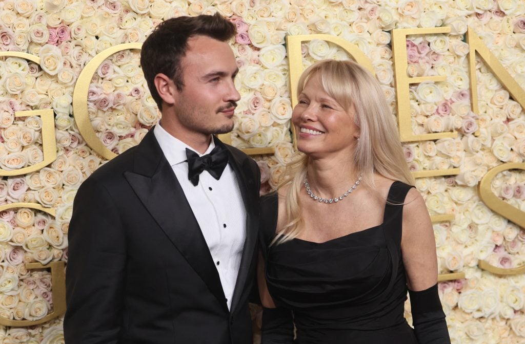 Pamela Anderson and son Brandon Thomas Lee in January 2025.