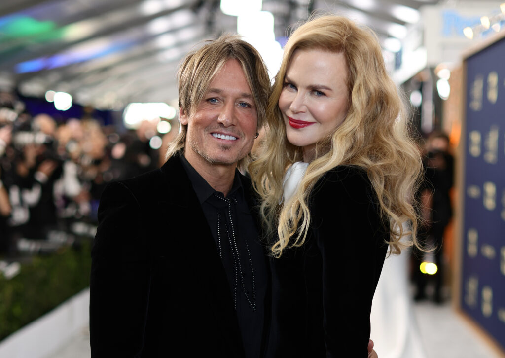 Keith Urban and Nicole Kidman attend the 28th Screen Actors Guild Awards at Barker Hangar on February 27, 2022 in Santa Monica, California. 