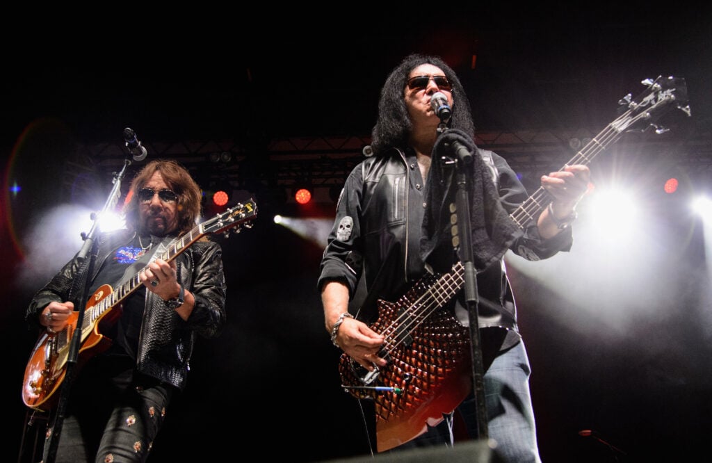 Ace Frehley preforms with Gene Simmons at The Children Matter Benefit Concert Featuring Gene Simmons, Ace Frehley, Don Felder And Cheap Trick on September 2, 2017 at CHS Field Stadium in St Paul, Minnesota.