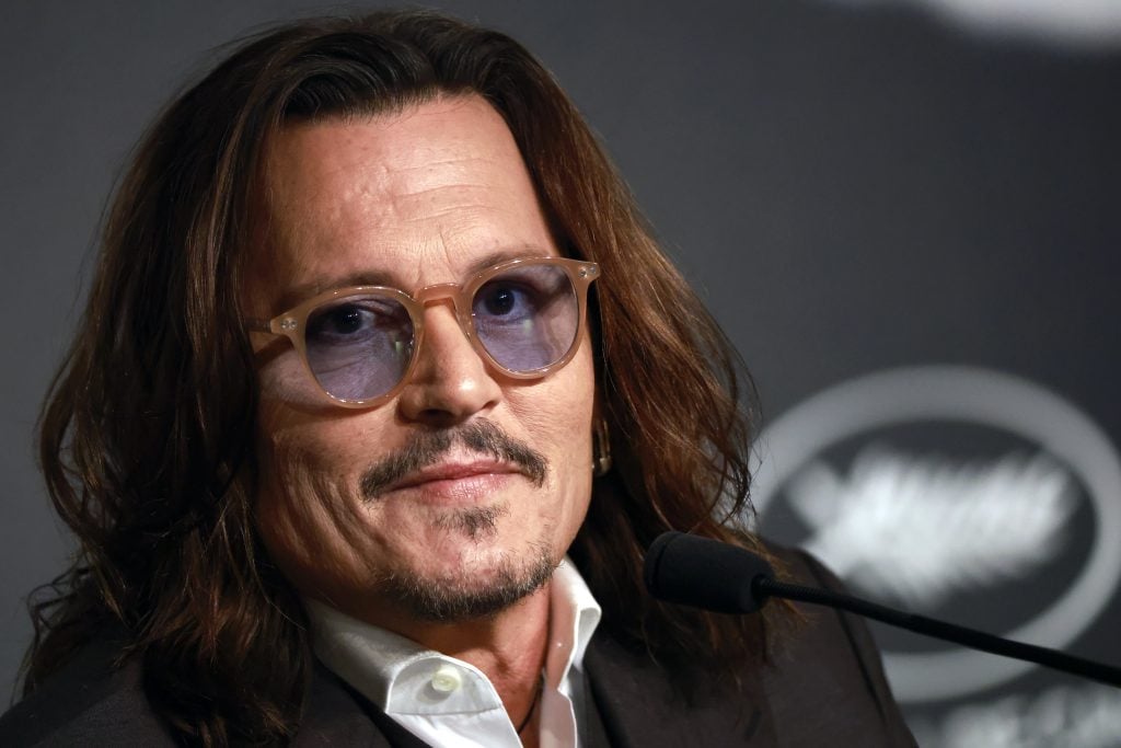 Johnny Depp attends the Jeanne Du Barry press conference at the 76th annual Cannes film festival at Palais des Festivals on May 17, 2023 in Cannes, France. 