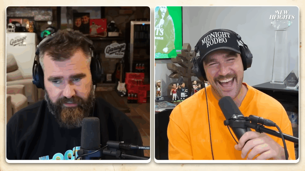 Jason Kelce and Travis Kelce on New Heights Film Club.