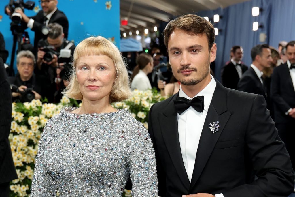 Pamela Anderson and hunky son Brandon Thomas Lee at the 2025 Met Gala.