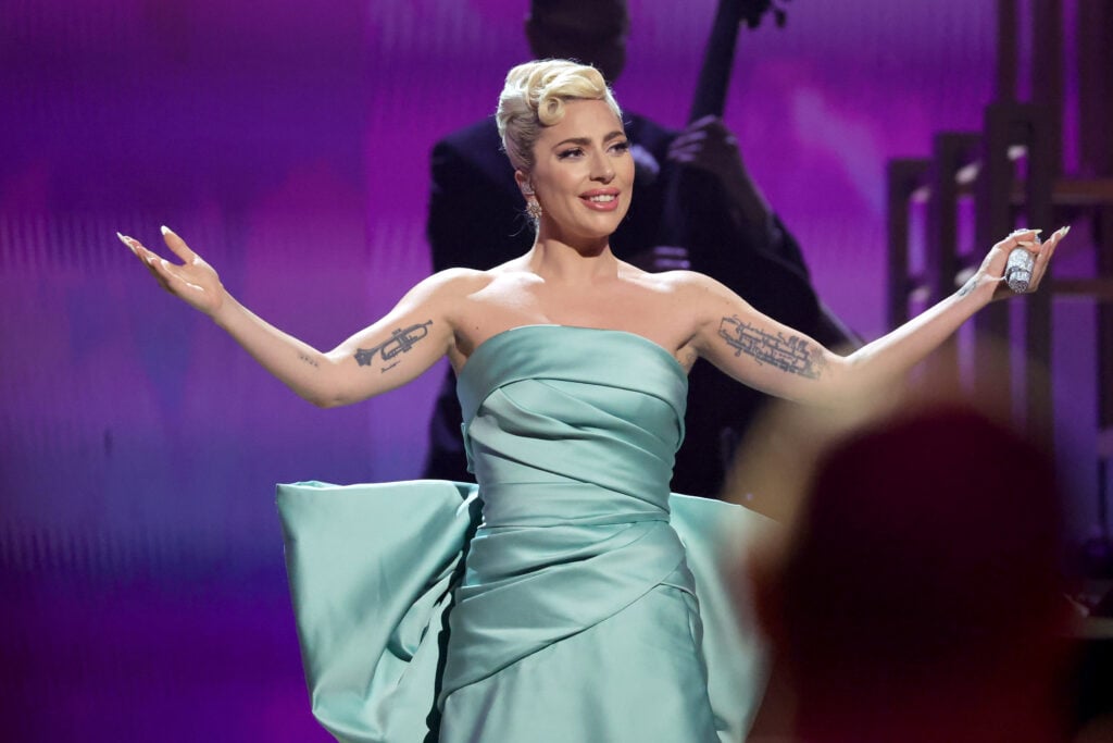 Lady Gaga performs onstage during the 64th Annual GRAMMY Awards at MGM Grand Garden Arena on April 03, 2022 in Las Vegas, Nevada.