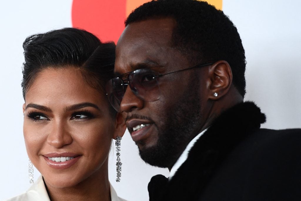 Singer and model Cassie Ventura and rap mogul  Diddy (aka Sean Combs) arrive for the traditionnal Clive Davis party on the eve of the 60th Annual Grammy Awards on January 28, 2018, in New York.