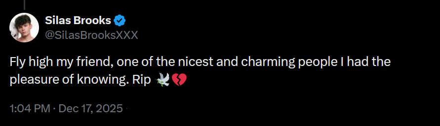 A dark mode screenshot of a Silas Brooks tweet.