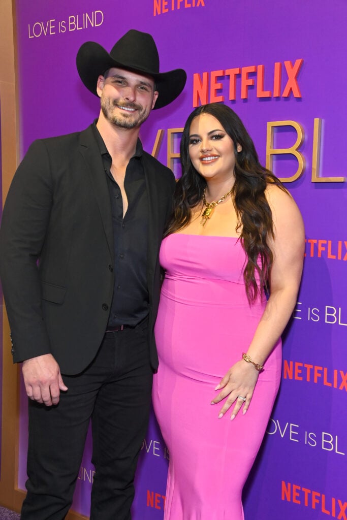 Brennon Lemieux and  Alexa Lemieux attend Netflixâs Love Is Blind: The Live Reunion Official Watch Party at The Vermont Hollywood on April 16, 2023 in Los Angeles, California. 