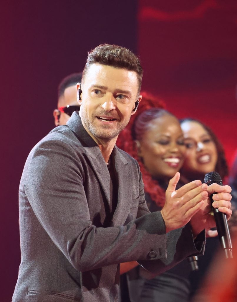 Justin Timberlake performs onstage during the 2024 iHeartRadio Music Awards at Dolby Theatre on April 01, 2024 in Hollywood, California. 