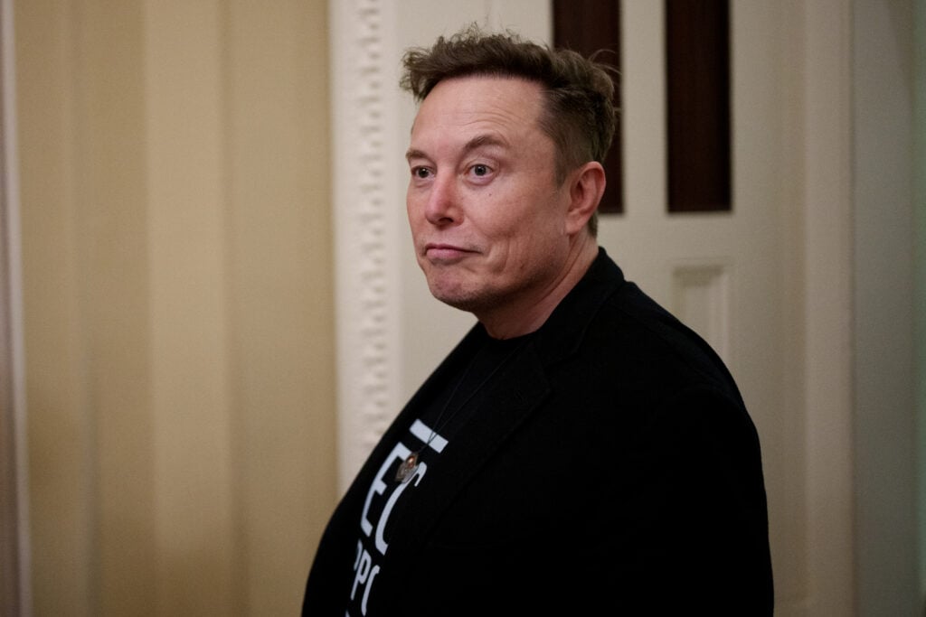 White House Senior Advisor to the President and Tesla and SpaceX CEO Elon Musk departs the U.S. Capitol Building on March 5, 2025 in Washington, DC. Musk was meeting with Republican senators at a closed door lunch. 