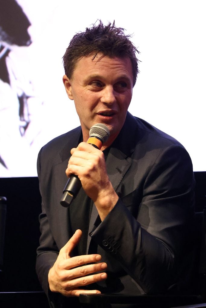 Michael Pitt speaks during the Day Of The Fight LA special screening at Ray Kurtzman Theater on November 22, 2024 in Los Angeles, California. 