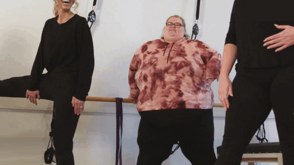 Molly McKie participates in a fitness class.