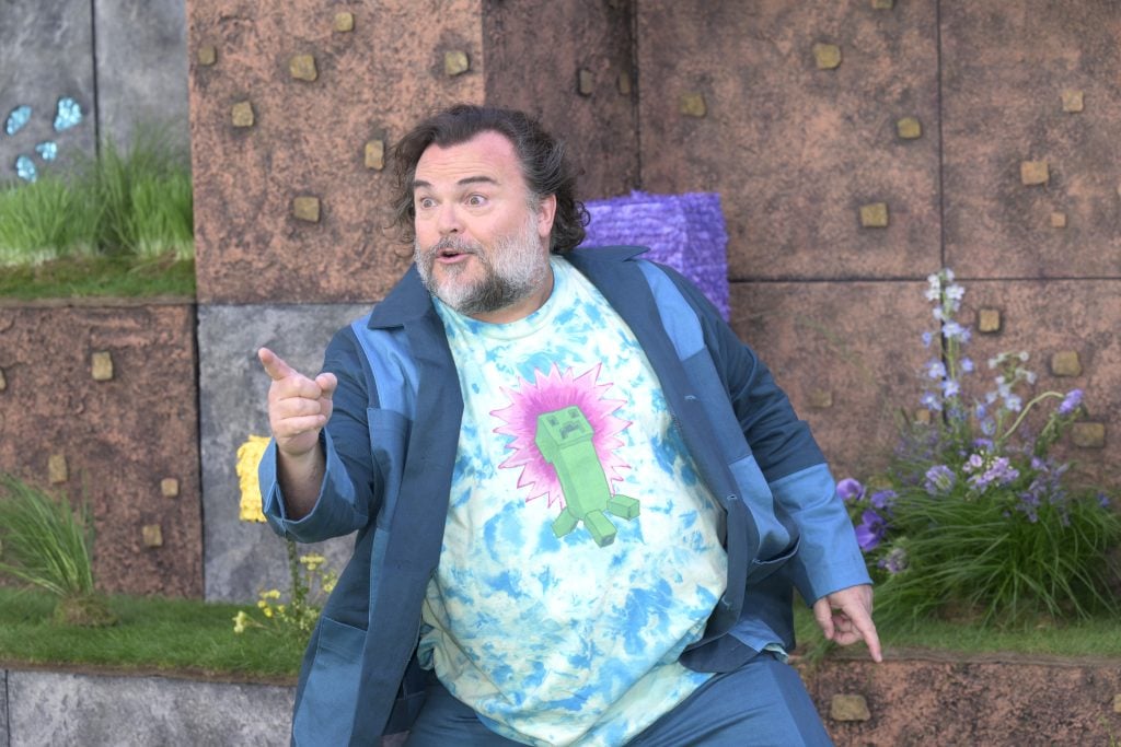 Jack Black attends the World Premiere of A Minecraft Movie at Cineworld Leicester Square on March 30, 2025 in London, England. 