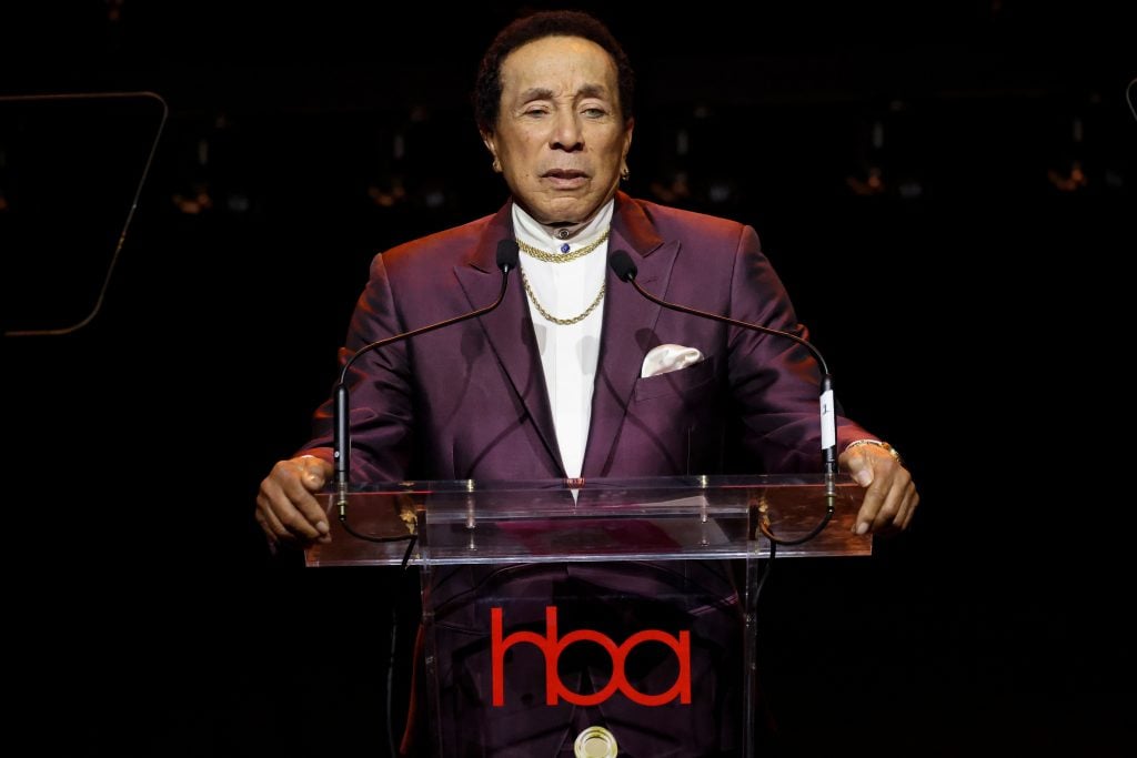Smokey Robinson speaks onstage during the 10th annual Hollywood Beauty Awards at Avalon Hollywood & Bardot on April 06, 2025 in Los Angeles, California. 