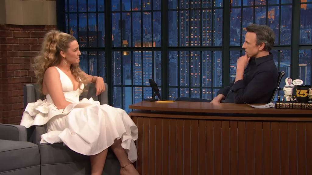 Blake Lively and Seth Meyers on May 1, 2025.