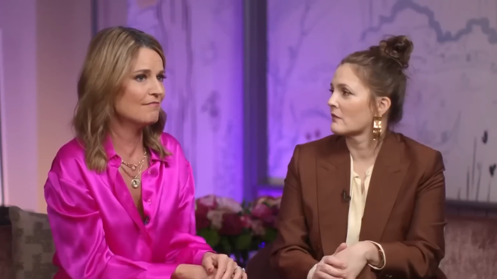 Savannah Guthrie and Drew Barrymore with a colorful backlight. Savannah Guthrie and Drew Barrymore with a colorful backlight.