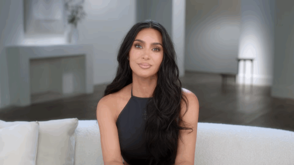 Kim Kardashian with tearful eyes. Kim Kardashian with tearful eyes.