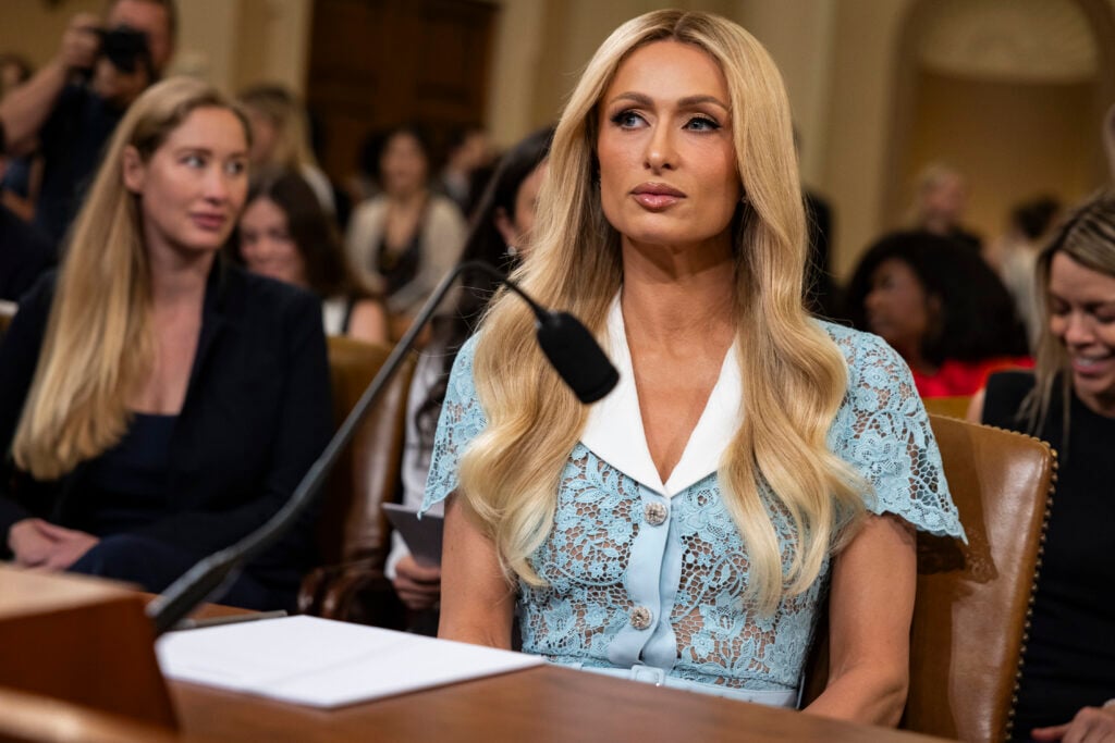 Paris Hilton testifying on capitol hill on June 26, 2024.