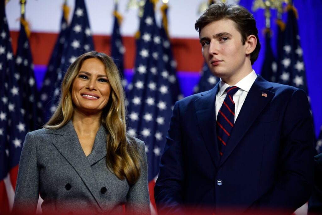 Melania Trump and Barron Trump on November 6, 2024. A dark day for America.