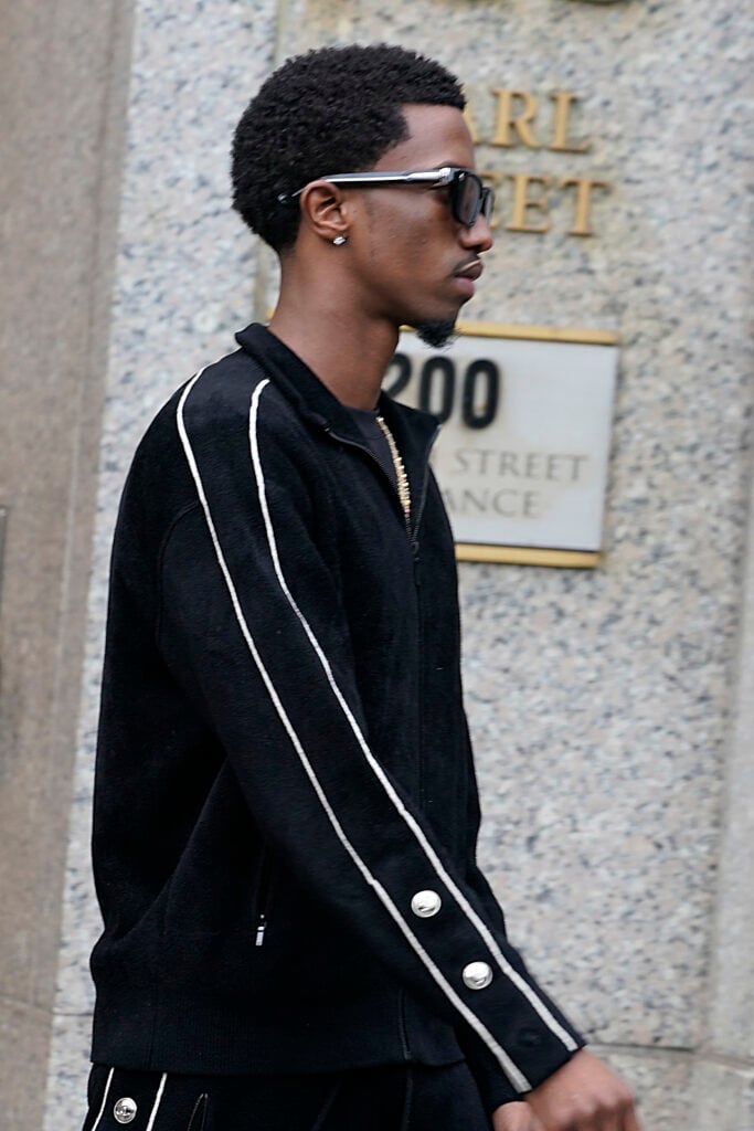 Christian Combs, son of Sean Combs, arrives at U.S. District Court on September 17, 2024 in New York City. Music mogul Sean Diddy Combs was arrested in Manhattan on September 16 in a sex trafficking probe following a federal indictment. 