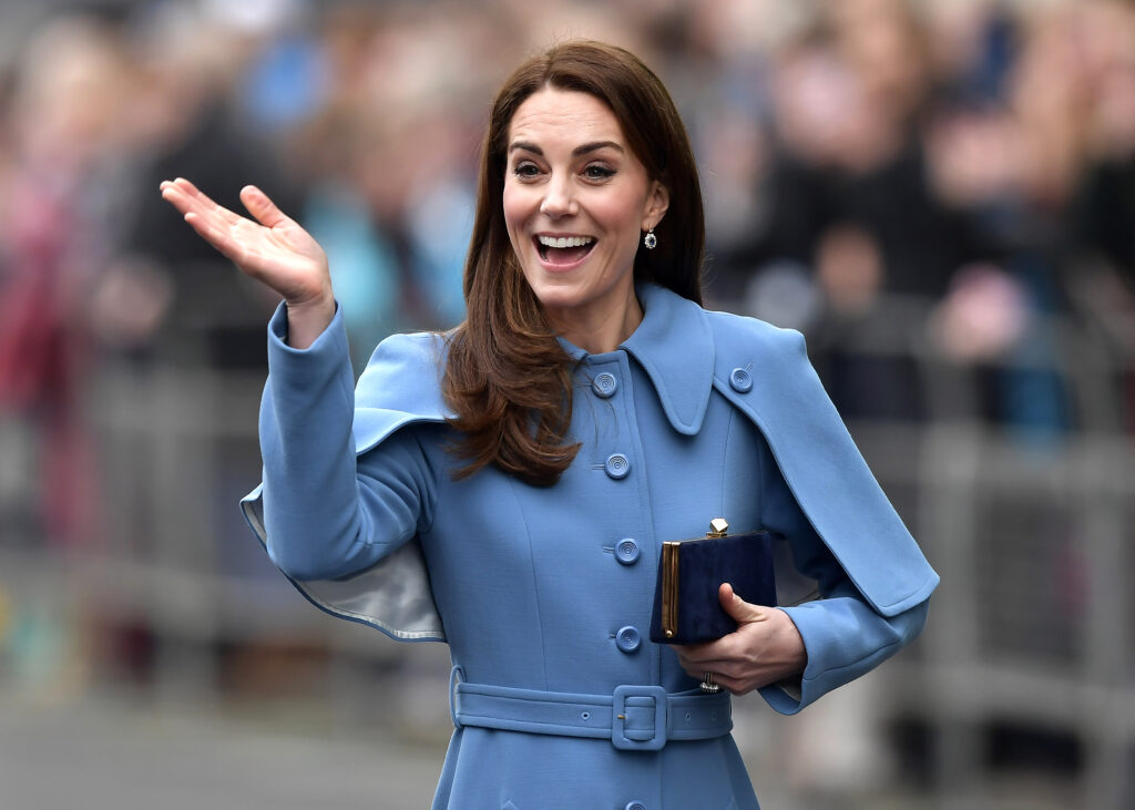 Catherine, Duchess of Cambridge engages in a walkabout in Ballymena town centre on February 28, 2019 in Ballymena, Northern Ireland. Prince William last visited Belfast in October 2017 without his wife, Catherine, Duchess of Cambridge, who was then pregnant with the couple's third child.