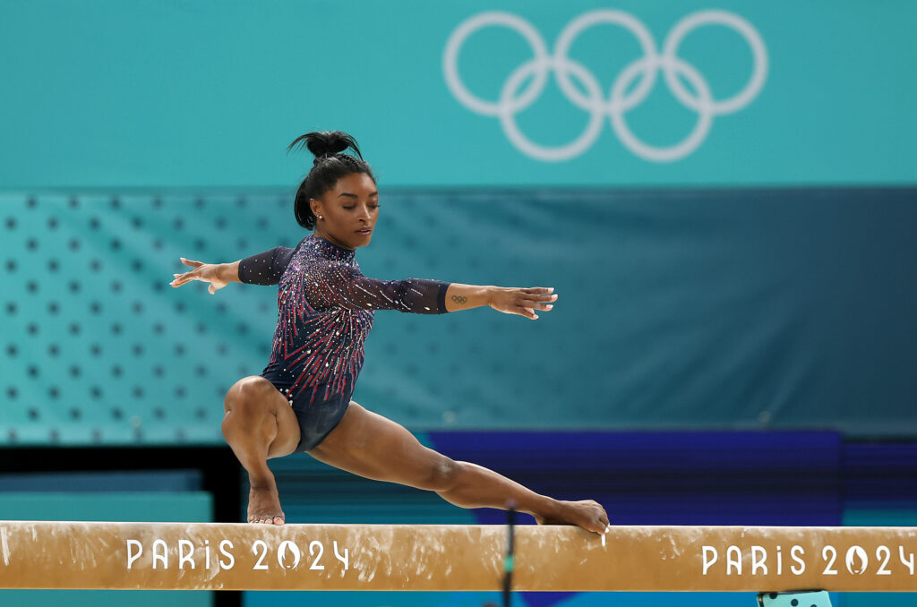 Simone Biles on July 25, 2024 for the Paris Olympics.