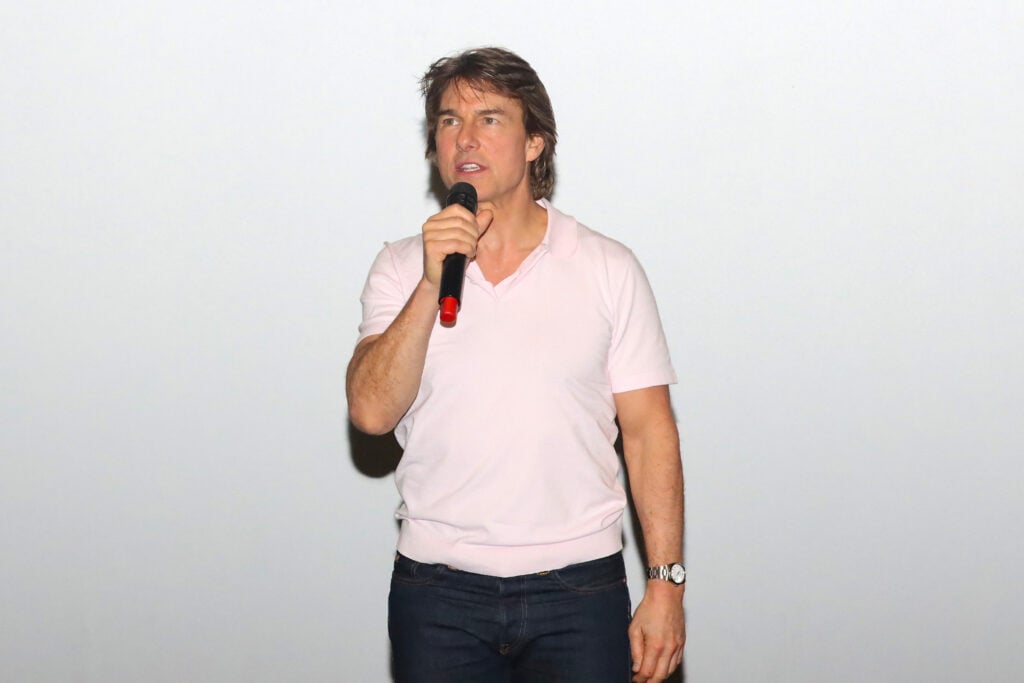 Tom Cruise speaks in July of 2023.