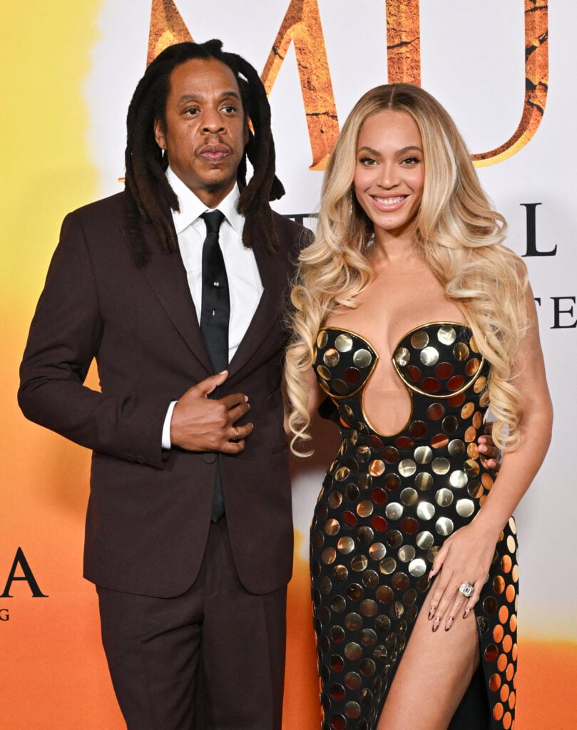 US rapper Jay-Z and US singer-songwriter Beyonce attend the world premiere of Disney's Mufasa: The Lion King at the Dolby theater in Hollywood, California, December 9, 2024. 