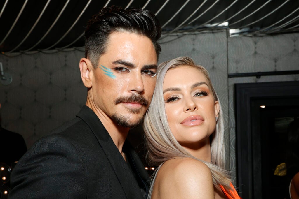 Tom Sandoval and Lala Kent attend the Vanderpump Rules Party For LALA Beauty Hosted By Lala Kent at Beauty & Essex on June 30, 2021 in Los Angeles, California. 