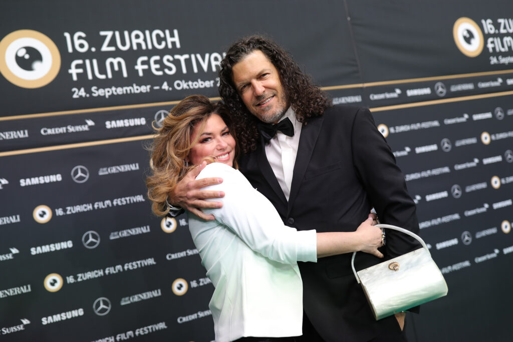 Shania Twain and her husband Frederic Thiebaud attend the Who you gonna call photocall during the 16th Zurich Film Festival at Kino Corso on September 26, 2020 in Zurich, Switzerland. 