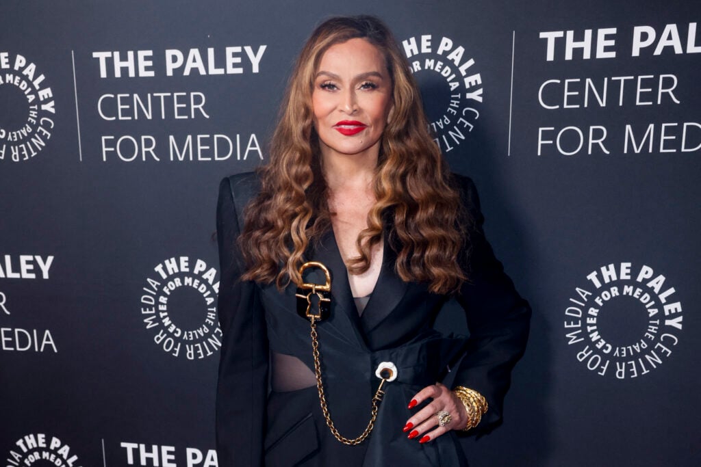 Tina Knowles arrives for The Paley Center for Media gala honoring actor and director Tyler Perry, at the Beverly Wilshire Hotel in Beverly Hills on December 4, 2024.