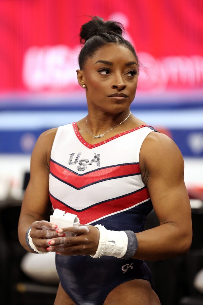 Simone Biles at the 2024 U.S. Olympic games in Paris