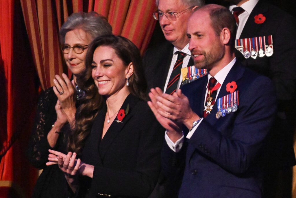 Britain's Catherine, Princess of Wales and Prince William, Prince of Wales attend the Royal British Legion Festival of Remembrance at the Royal Albert Hall on November 9, 2024 in London, England. 