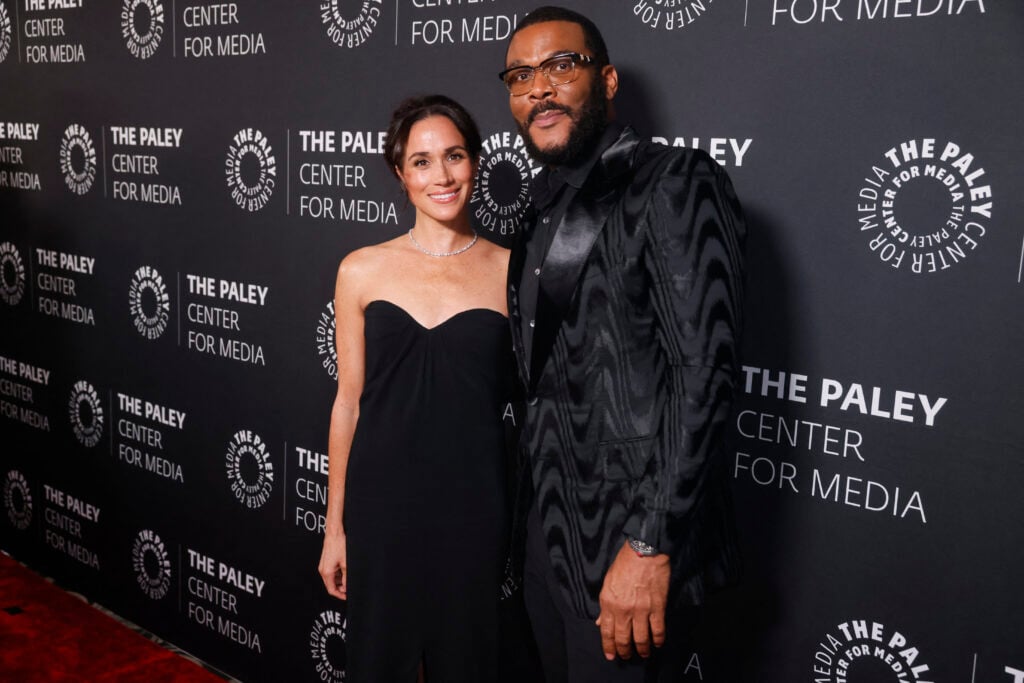 Meghan, Duchess of Sussex and honoree actor and director Tyler Perry arrive for The Paley Center for Media gala  at the Beverly Wilshire Hotel in Beverly Hills on December 4, 2024. 